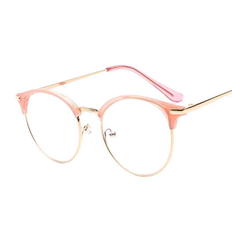 Vintage Eyewear Glasses Frame Clear Glasses Half Frame Metal Eyeglasses Optical Glasses Frame Students Fake Glasses