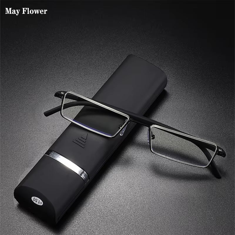 TR90 Presbyopic Glasses Man Blue Light Reading Glasses Men Metal Square Glasses for Sight plus Lenses +1.75+2.25+2.75