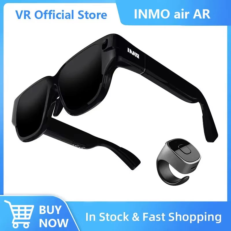 INMO Air Smart AR Glasses with Smart Ring Game Support Language Recognition Multilingual AI Chatgpt and Tiktok with Camera