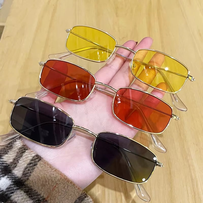 UV400 Classic Retro Metal Rectangle Sunglasses Unisex Vintage Design Lens Sun Glasses Small Oval Glasses Eyewear for Women Men