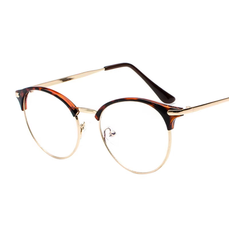 Vintage Eyewear Glasses Frame Clear Glasses Half Frame Metal Eyeglasses Optical Glasses Frame Students Fake Glasses