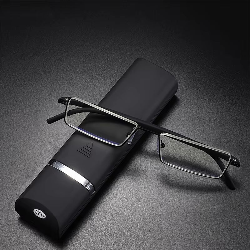 TR90 Presbyopic Glasses Man Blue Light Reading Glasses Men Metal Square Glasses for Sight plus Lenses +1.75+2.25+2.75