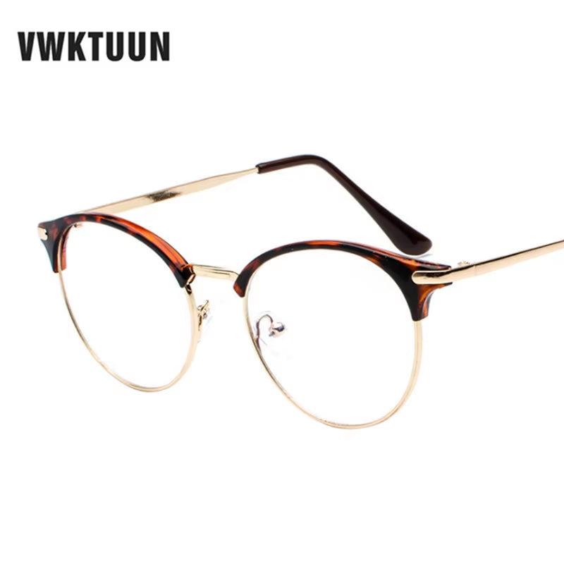 Vintage Eyewear Glasses Frame Clear Glasses Half Frame Metal Eyeglasses Optical Glasses Frame Students Fake Glasses