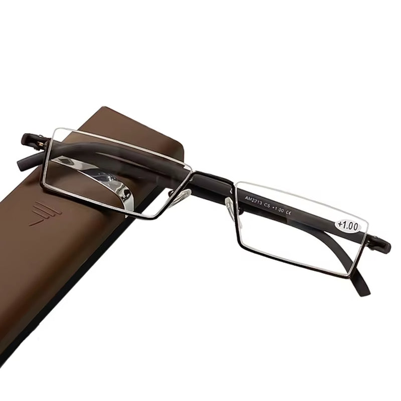 TR90 Presbyopic Glasses Man Blue Light Reading Glasses Men Metal Square Glasses for Sight plus Lenses +1.75+2.25+2.75
