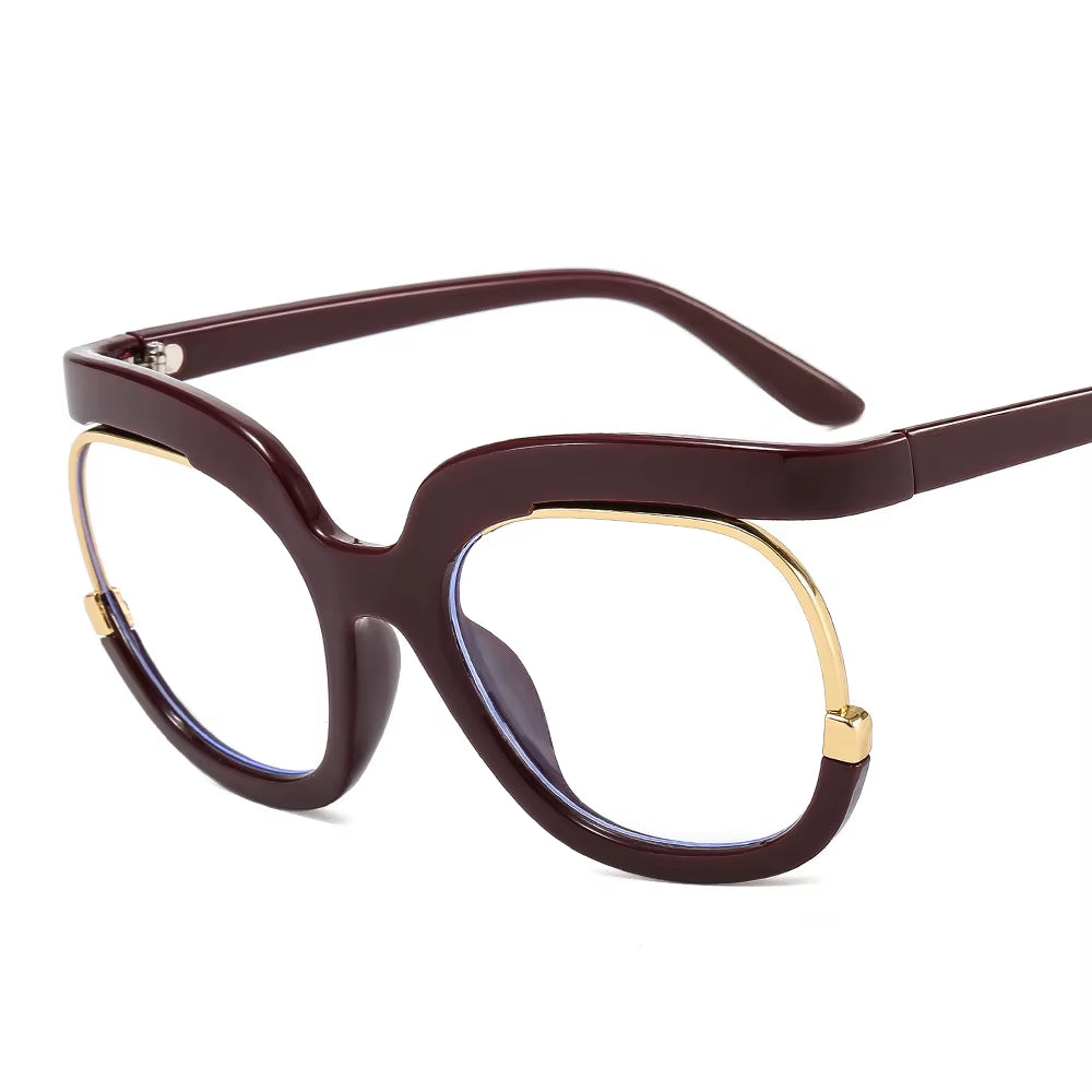 Round Amber Glasses Frame Luxurious Luxury Designer Glasses UV400 Prescription Glasses Unisex Trend anti Blue Light Glasses