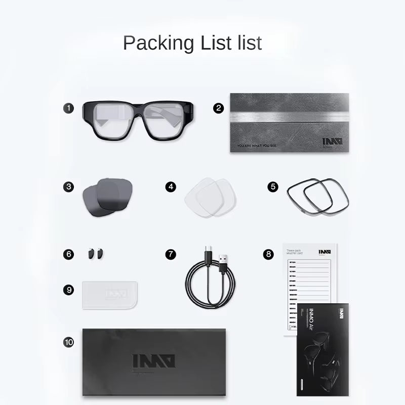INMO Air Smart AR Glasses with Smart Ring Game Support Language Recognition Multilingual AI Chatgpt and Tiktok with Camera