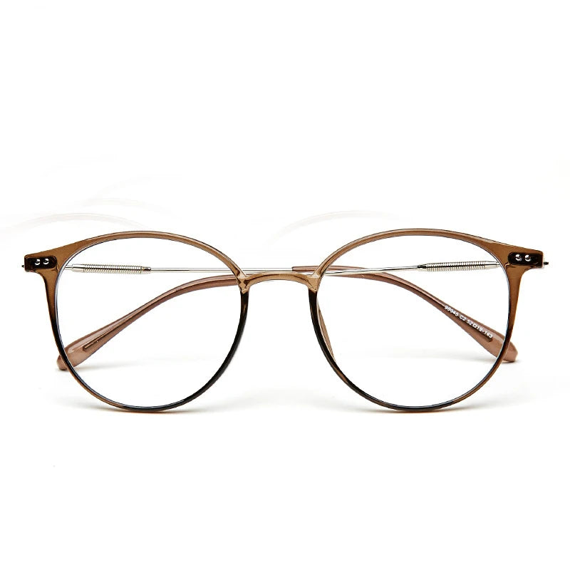 Acetate Unisex Solid Alloy Glasses Frame Women Prescription Glasses Fashion Designer Metallic Circle Glasses Myopia Glasses