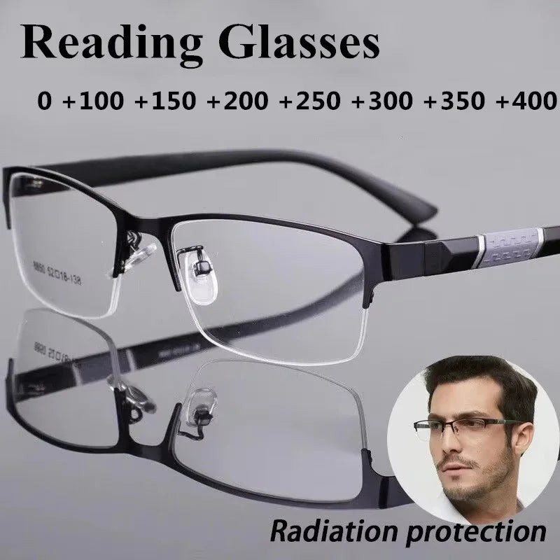 Men Reading Glasses Retro Business Hyperopia Glasses anti Blue Light Reading Glasses 0 +1.0 to +4.0 Glasses