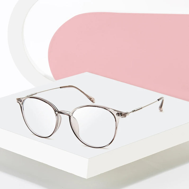 Acetate Unisex Solid Alloy Glasses Frame Women Prescription Glasses Fashion Designer Metallic Circle Glasses Myopia Glasses