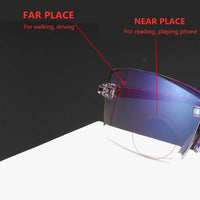 2 Pair New Men Women Rimless Reading Glasses anti Blue Light Bifocal Far near Magnification Eyewear Presbyopic Glasses +150 +200