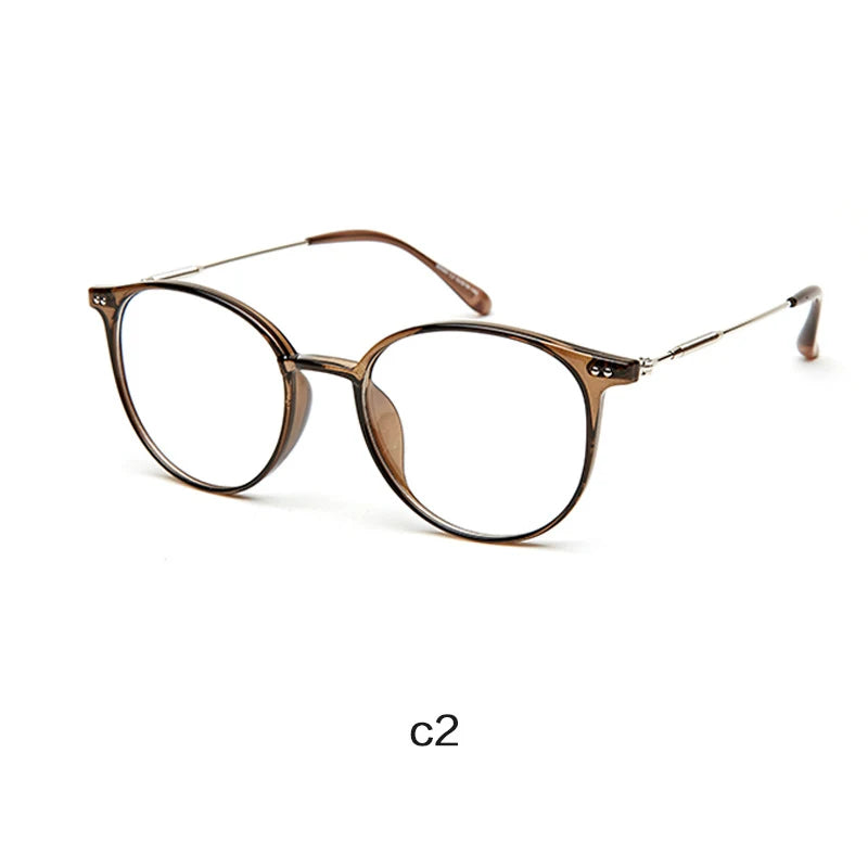 Acetate Unisex Solid Alloy Glasses Frame Women Prescription Glasses Fashion Designer Metallic Circle Glasses Myopia Glasses