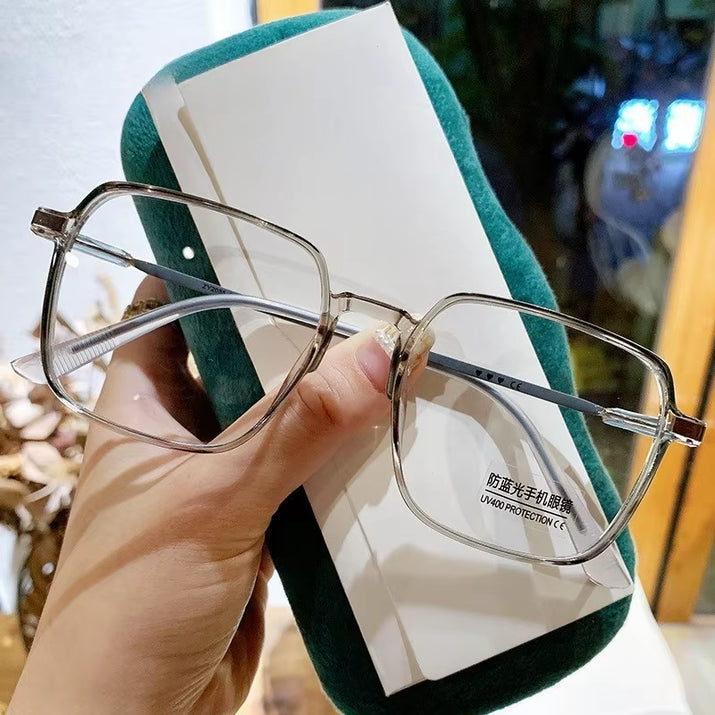 5PCS anti Radiation Large Frame Glasses Shades for Woman Man Transition Eyeglasses Korean Replaceable Lens Women