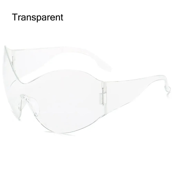 New Steampunk Oversized Sunglasses Trendy Rimless Y2K Shades Sun Glasses for Women/Men UV400 Protection Sport One Piece Eyewear