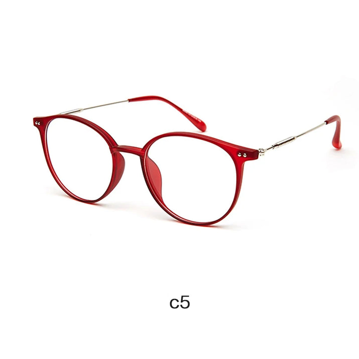 Acetate Unisex Solid Alloy Glasses Frame Women Prescription Glasses Fashion Designer Metallic Circle Glasses Myopia Glasses