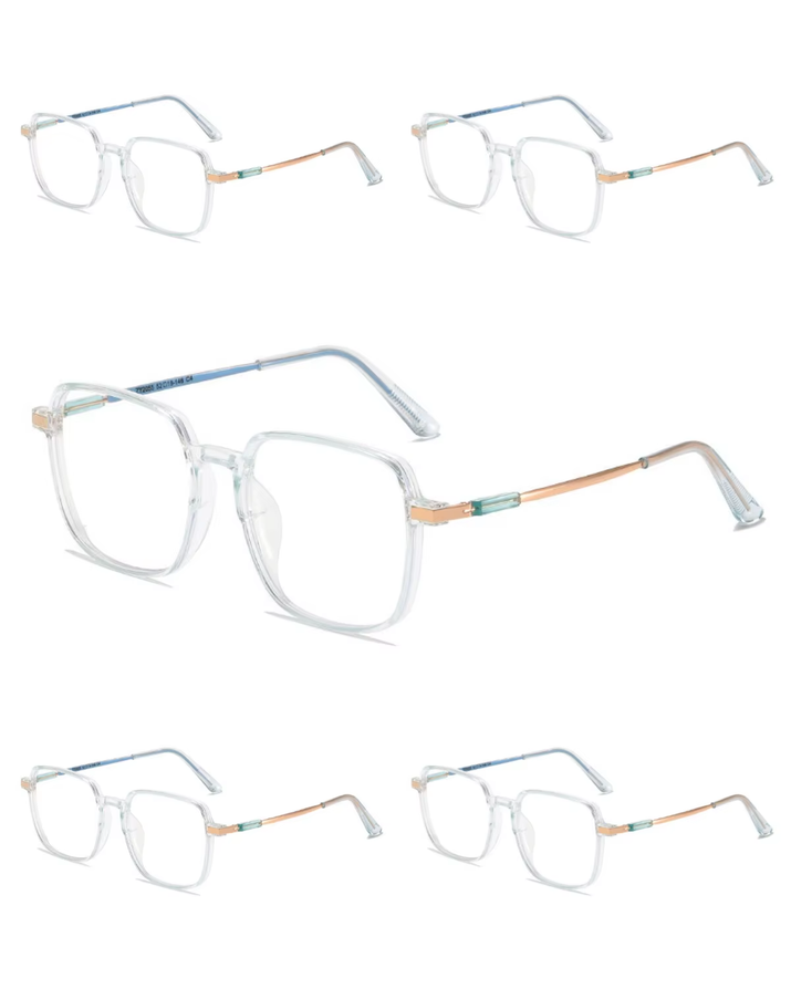 5PCS anti Radiation Large Frame Glasses Shades for Woman Man Transition Eyeglasses Korean Replaceable Lens Women