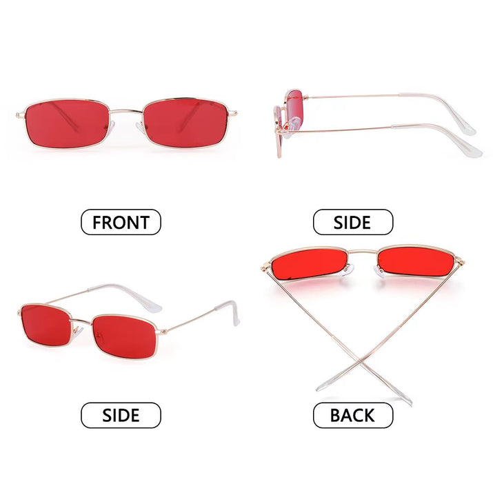 UV400 Classic Retro Metal Rectangle Sunglasses Unisex Vintage Design Lens Sun Glasses Small Oval Glasses Eyewear for Women Men