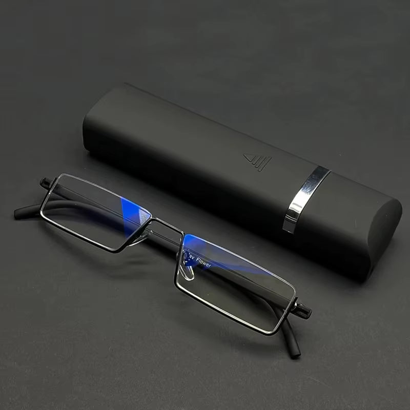 TR90 Presbyopic Glasses Man Blue Light Reading Glasses Men Metal Square Glasses for Sight plus Lenses +1.75+2.25+2.75