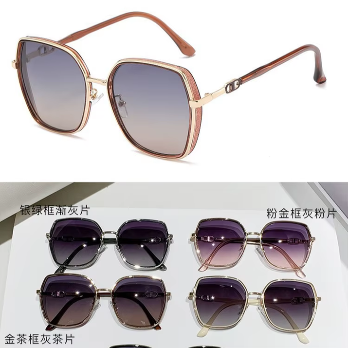 Eyewear New Sunglasses Mirror Female UV Protection Large Frame Net Fashionable Bright Edge Advanced Sense Driving Glasses T100
