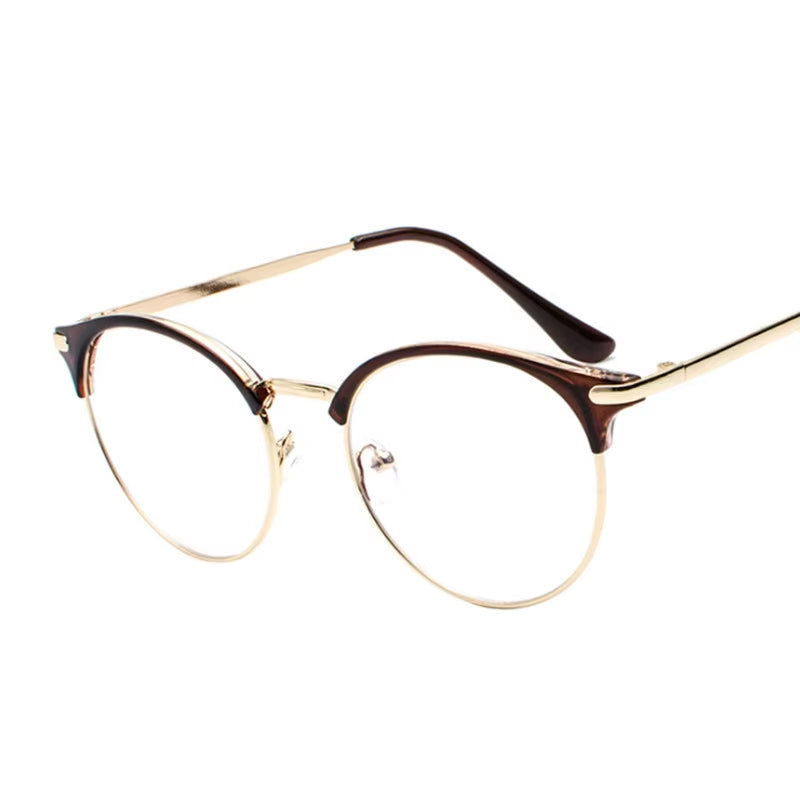 Vintage Eyewear Glasses Frame Clear Glasses Half Frame Metal Eyeglasses Optical Glasses Frame Students Fake Glasses