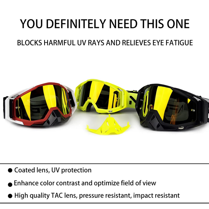 NAFEIB Motocross Glasses Motorcycle Sunglasses Man Windproof Protection Skiing Cycling Racing Off-Road Goggles Tear-Off Film