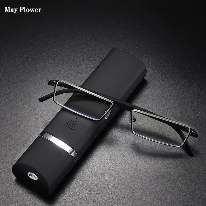 TR90 Presbyopic Glasses Man Blue Light Reading Glasses Men Metal Square Glasses for Sight plus Lenses +1.75+2.25+2.75