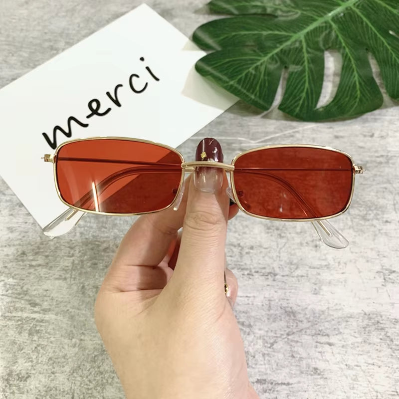 UV400 Classic Retro Metal Rectangle Sunglasses Unisex Vintage Design Lens Sun Glasses Small Oval Glasses Eyewear for Women Men