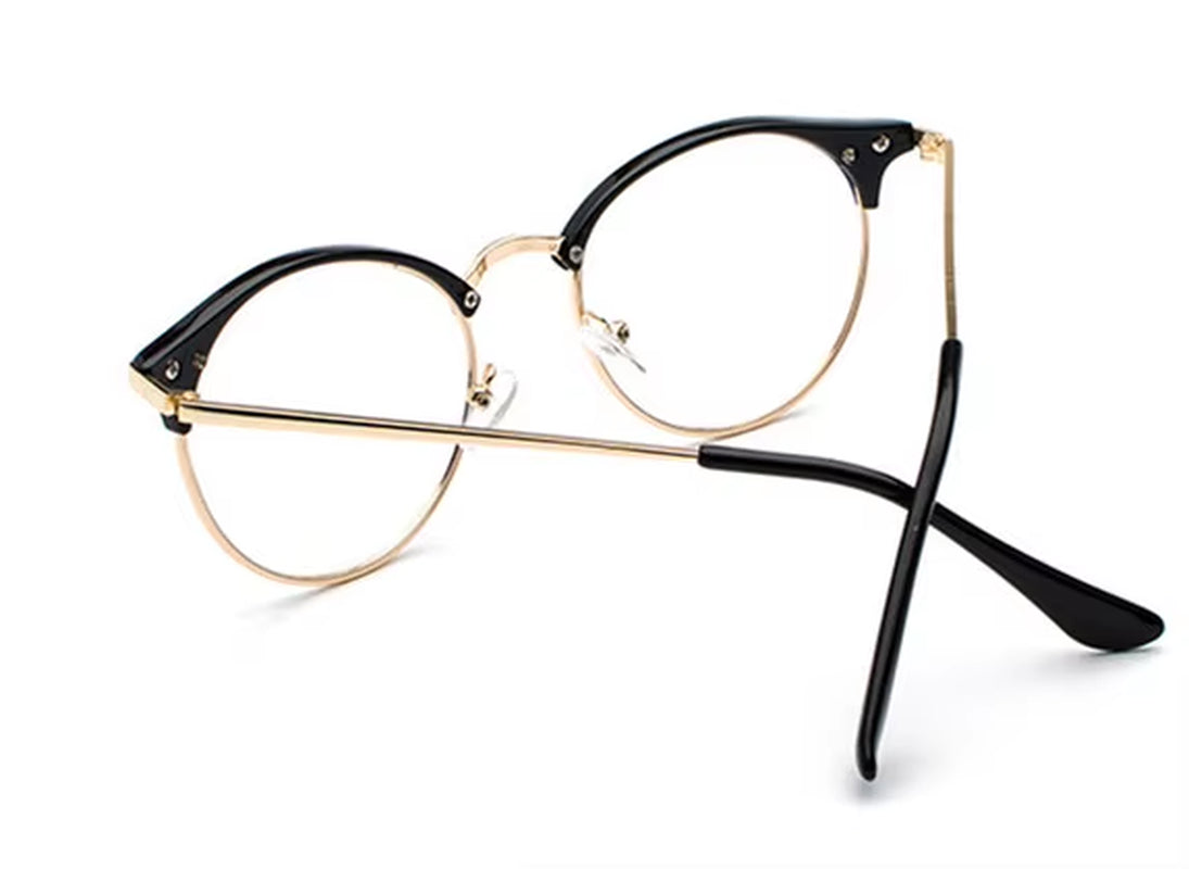 Vintage Eyewear Glasses Frame Clear Glasses Half Frame Metal Eyeglasses Optical Glasses Frame Students Fake Glasses