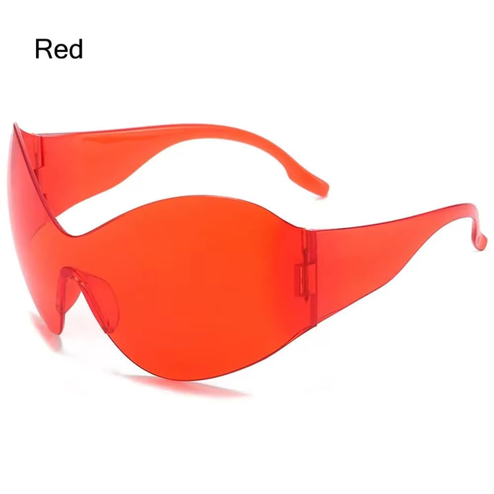 New Steampunk Oversized Sunglasses Trendy Rimless Y2K Shades Sun Glasses for Women/Men UV400 Protection Sport One Piece Eyewear