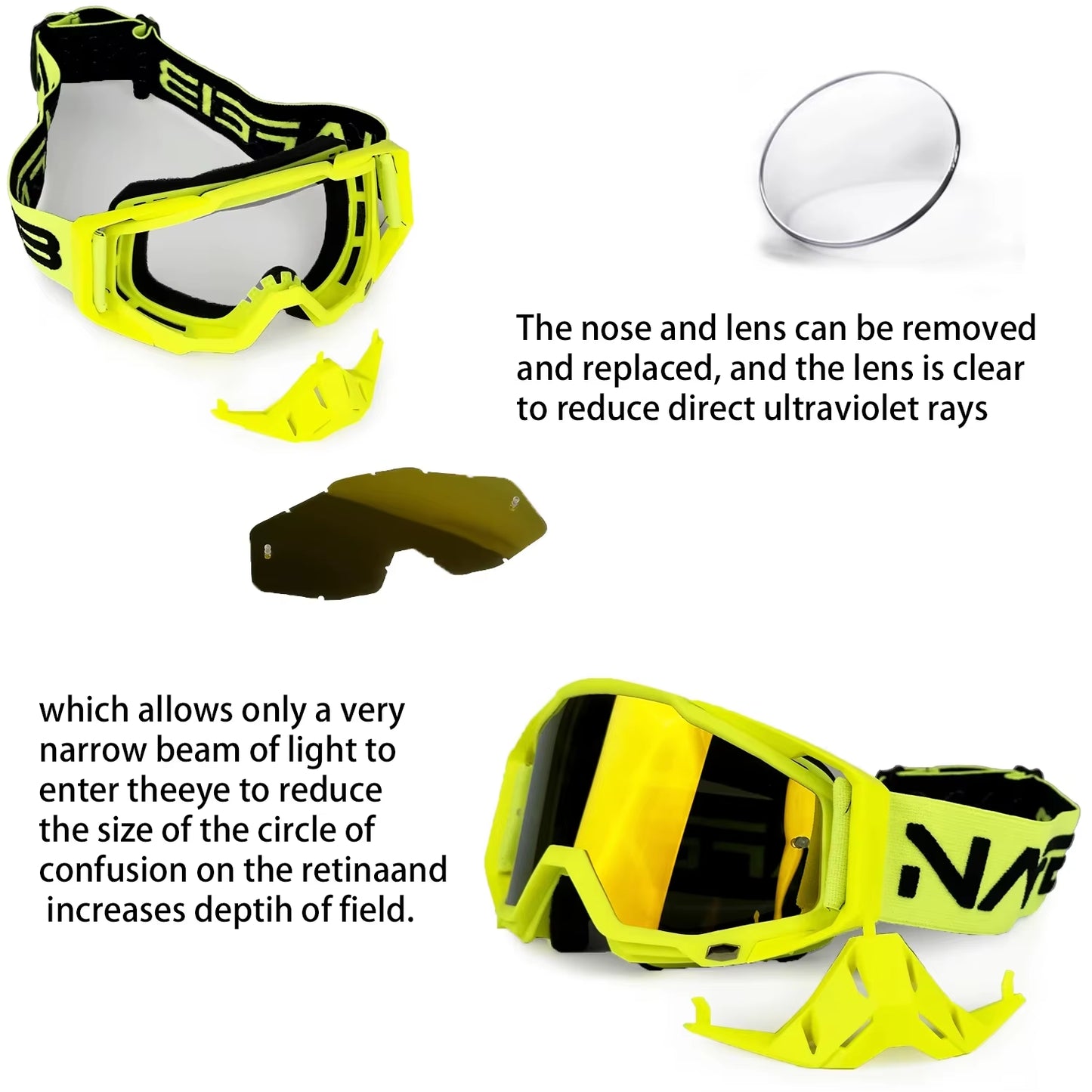 NAFEIB Motocross Glasses Motorcycle Sunglasses Man Windproof Protection Skiing Cycling Racing Off-Road Goggles Tear-Off Film