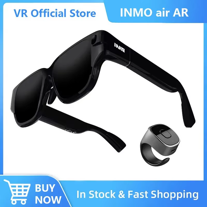 INMO Air Smart AR Glasses with Smart Ring Game Support Language Recognition Multilingual AI Chatgpt and Tiktok with Camera
