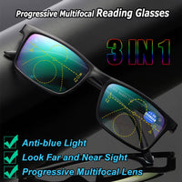 New 3 in 1 Bifocals Reading Glasses Unisex anti Blue Light Presbyopia Eyeglasses near Far Sight Hyperopia Eyewear