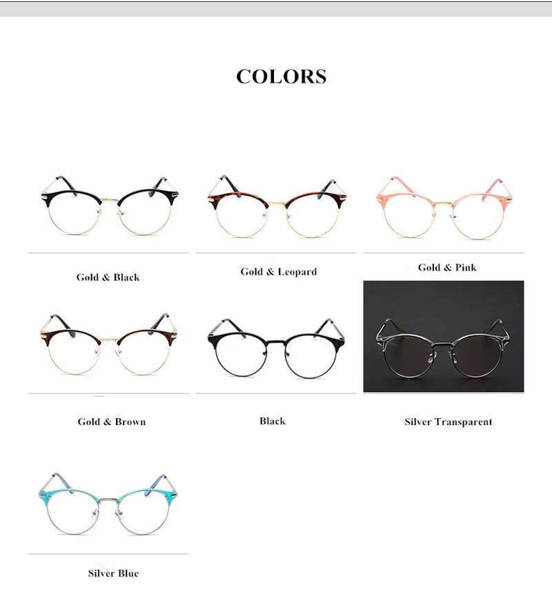 Vintage Eyewear Glasses Frame Clear Glasses Half Frame Metal Eyeglasses Optical Glasses Frame Students Fake Glasses