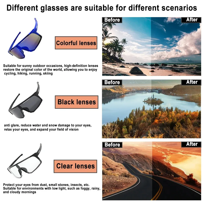 【Professional Grade】Cycling Fishing Sunglasses - UV Protection, Anti-Glare, Impact Resistant, Outdoor Sports with Case
