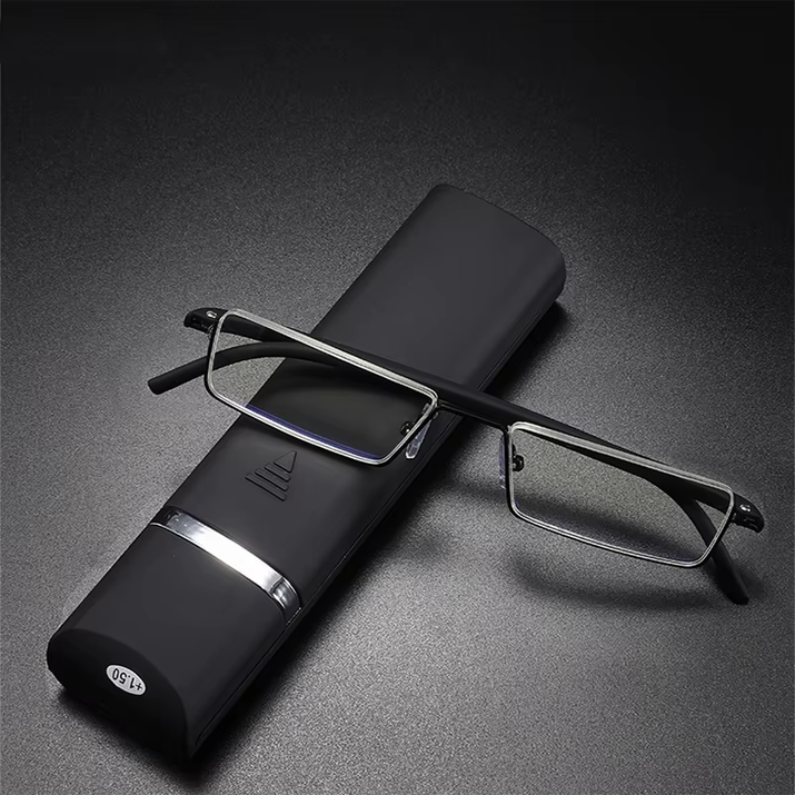 TR90 Presbyopic Glasses Man Blue Light Reading Glasses Men Metal Square Glasses for Sight plus Lenses +1.75+2.25+2.75