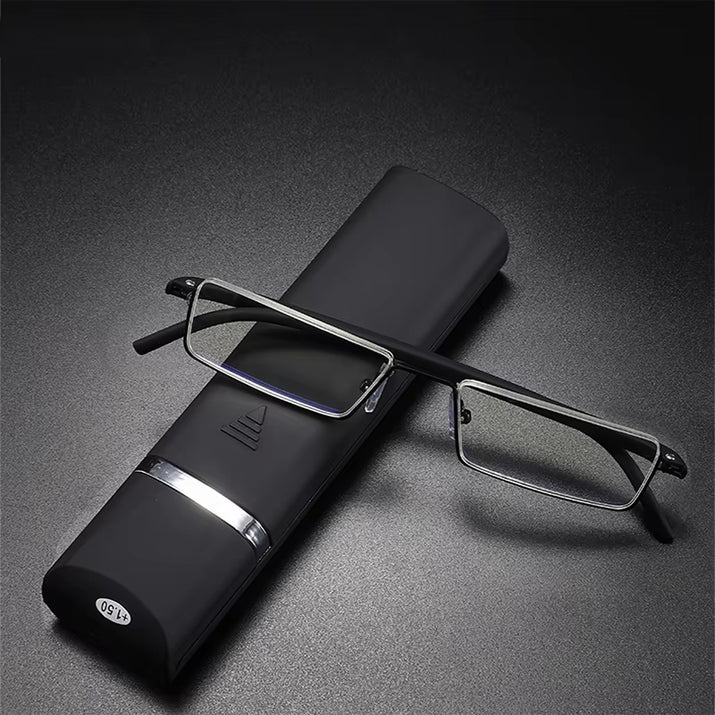 TR90 Presbyopic Glasses Man Blue Light Reading Glasses Men Metal Square Glasses for Sight plus Lenses +1.75+2.25+2.75