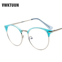 Vintage Eyewear Glasses Frame Clear Glasses Half Frame Metal Eyeglasses Optical Glasses Frame Students Fake Glasses