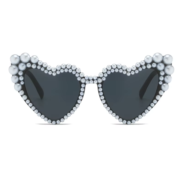 2025 Fashion Large Frame Heart Designer Sunglasses Pearl-Set Personality Beach Just Married Sunglasses Bridesmaid Gift UV400