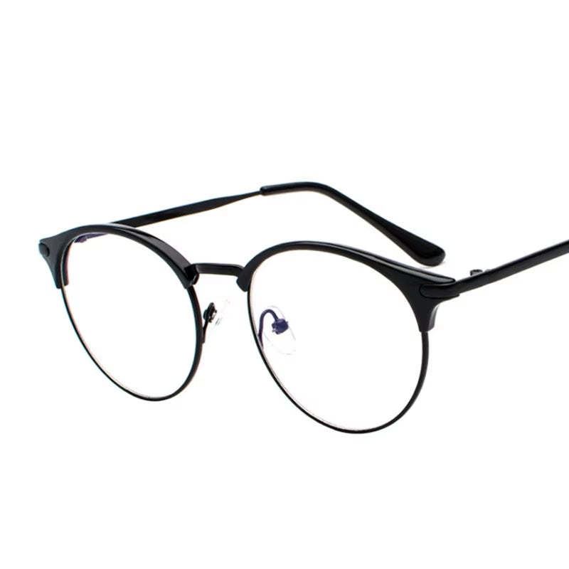 Vintage Eyewear Glasses Frame Clear Glasses Half Frame Metal Eyeglasses Optical Glasses Frame Students Fake Glasses