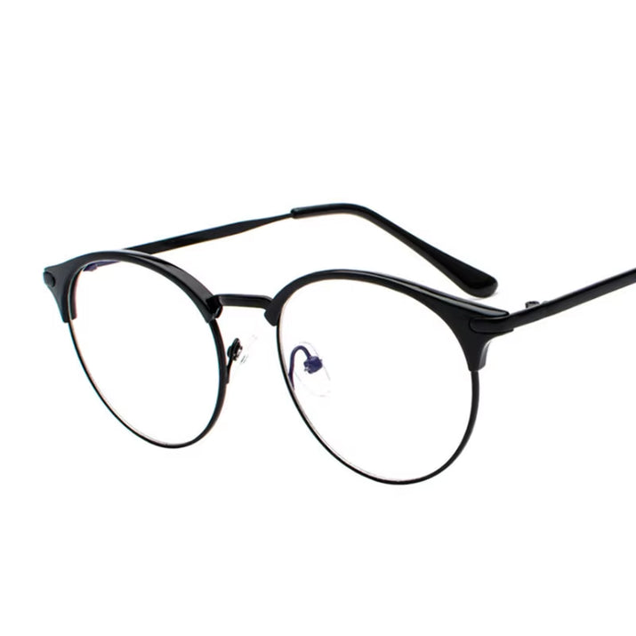 Vintage Eyewear Glasses Frame Clear Glasses Half Frame Metal Eyeglasses Optical Glasses Frame Students Fake Glasses