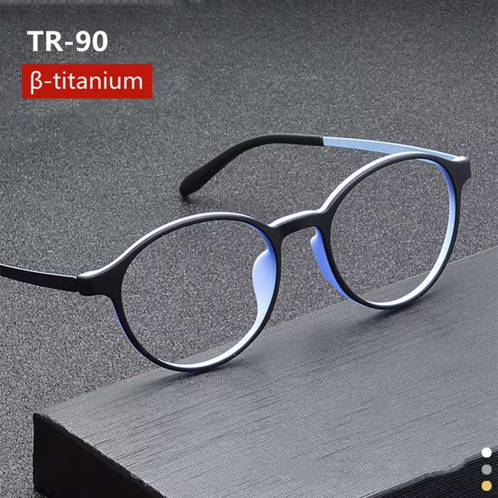 Ultralight Titanium Alloy TR90 Reading Glasses for Men and Women Retro round anti Blue Light Presbyopia Glasses 0 +100 +150 +250