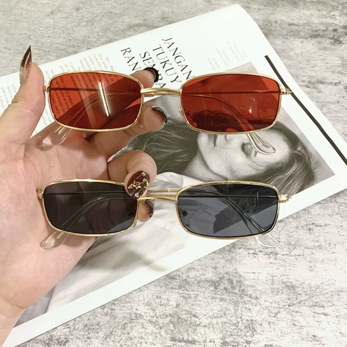 UV400 Classic Retro Metal Rectangle Sunglasses Unisex Vintage Design Lens Sun Glasses Small Oval Glasses Eyewear for Women Men