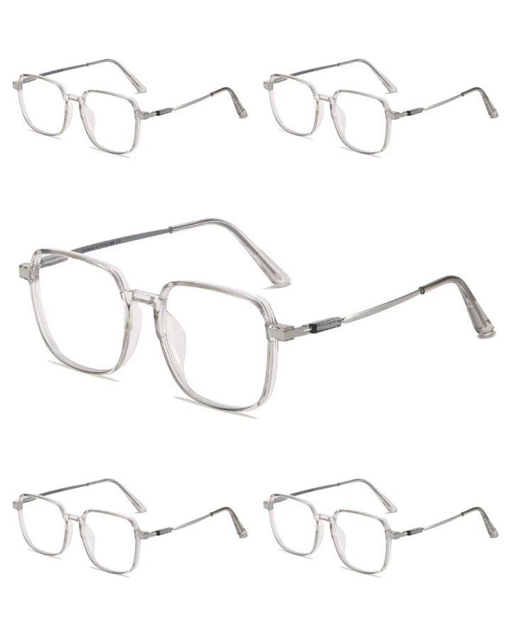 5PCS anti Radiation Large Frame Glasses Shades for Woman Man Transition Eyeglasses Korean Replaceable Lens Women