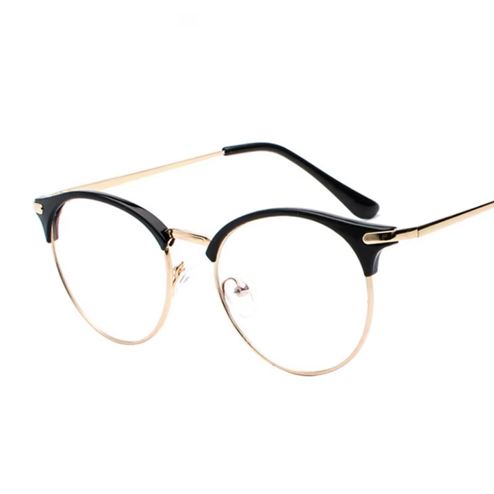 Vintage Eyewear Glasses Frame Clear Glasses Half Frame Metal Eyeglasses Optical Glasses Frame Students Fake Glasses