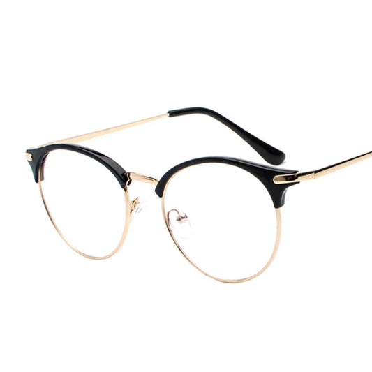 Vintage Eyewear Glasses Frame Clear Glasses Half Frame Metal Eyeglasses Optical Glasses Frame Students Fake Glasses