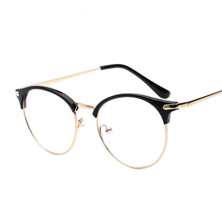 Vintage Eyewear Glasses Frame Clear Glasses Half Frame Metal Eyeglasses Optical Glasses Frame Students Fake Glasses