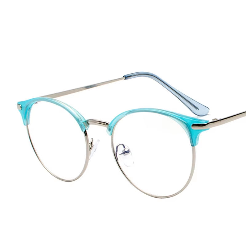 Vintage Eyewear Glasses Frame Clear Glasses Half Frame Metal Eyeglasses Optical Glasses Frame Students Fake Glasses