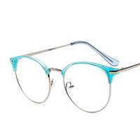Vintage Eyewear Glasses Frame Clear Glasses Half Frame Metal Eyeglasses Optical Glasses Frame Students Fake Glasses