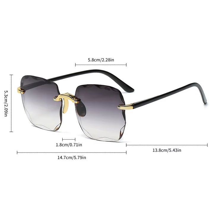 Square Rimless Fashion Sunglasses for Women Men Summer Gradient Sun Shades for Vacation Beach Travel（Not Include Glasses Case）