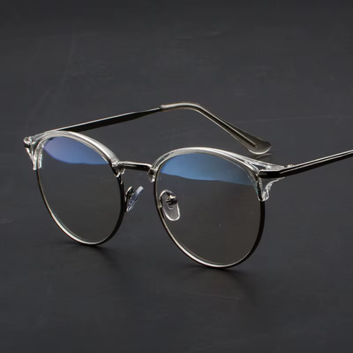 Vintage Eyewear Glasses Frame Clear Glasses Half Frame Metal Eyeglasses Optical Glasses Frame Students Fake Glasses