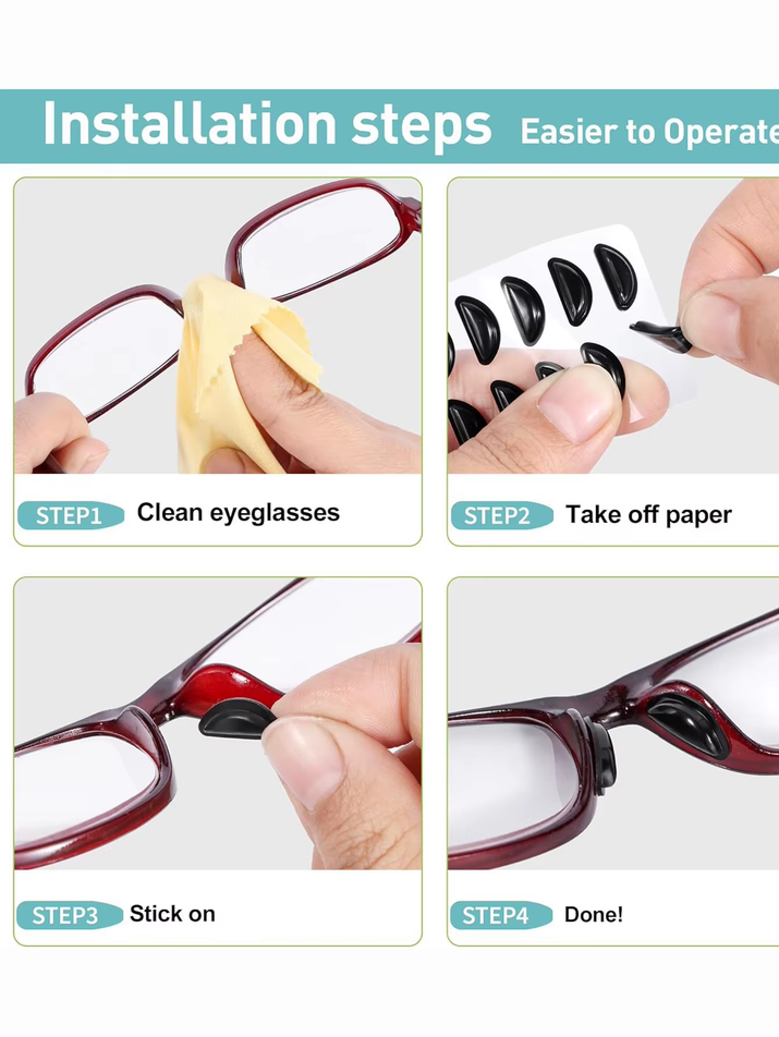 5Pairs Eyeglasses anti Slip Nose Pads Soft Silicone Adhesive Glasses Nose Pads for Plastic Frame Glasses Sunglasses(Black/White)